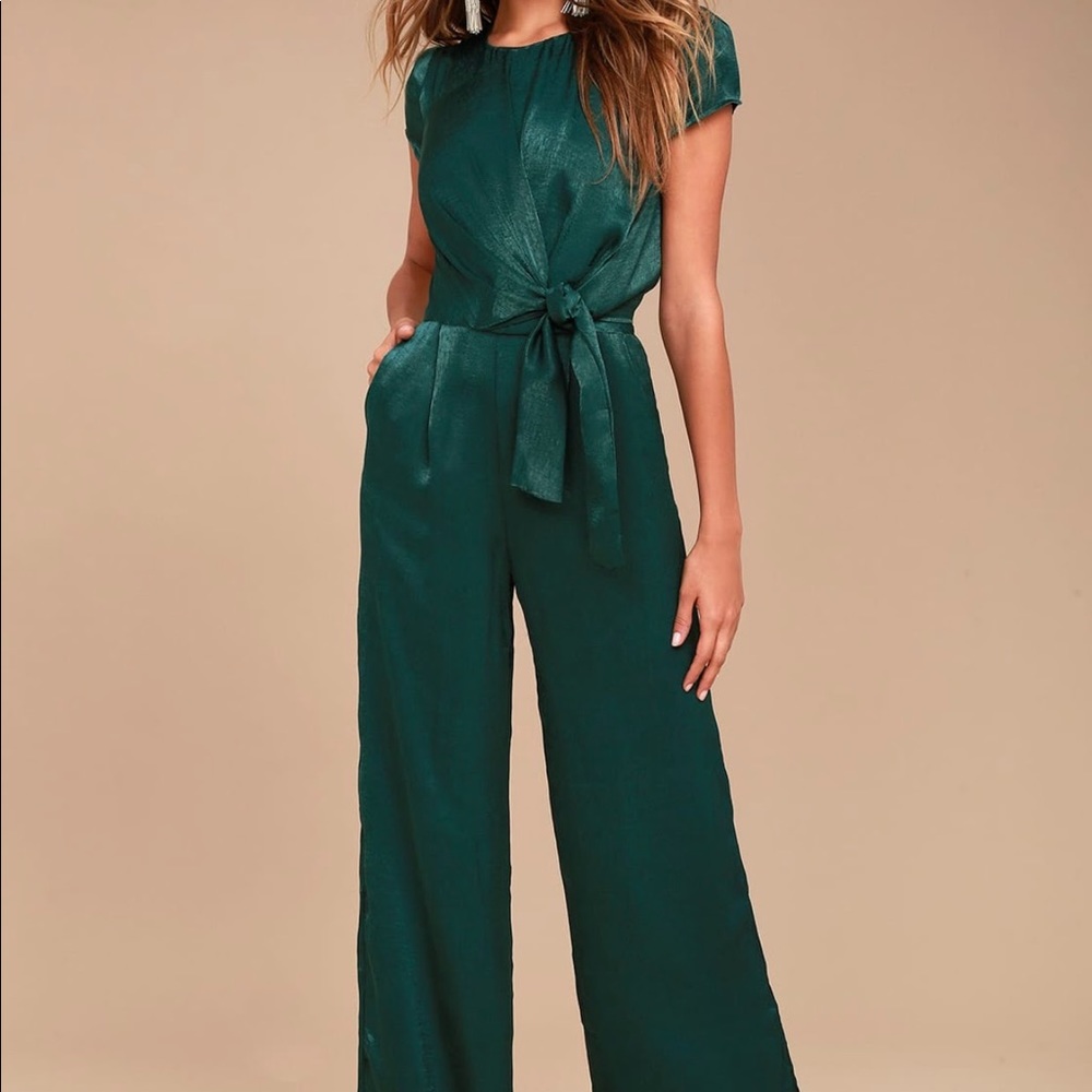 Green, silk Jumpsuit